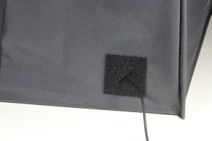 Feedthrough patch on Eclipse MicroTent with power cord passing through