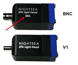 SFA light heads, BNC (top) and V1