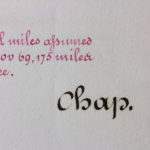 Detail of c.1800 handwritten book, white light.