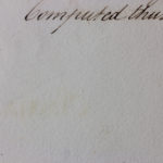 Detail of c.1800 handwritten book, facing page, white light.